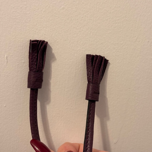 Coach Purple Pebbled Leather Tote Bag Gold Chain Straps - Picture 3 of 10